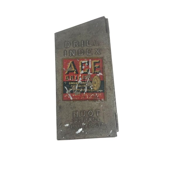 Ace Drill Index Vintage Huot St. Paul Metal Case With Assorted Drill Bits - Picture 2 of 8